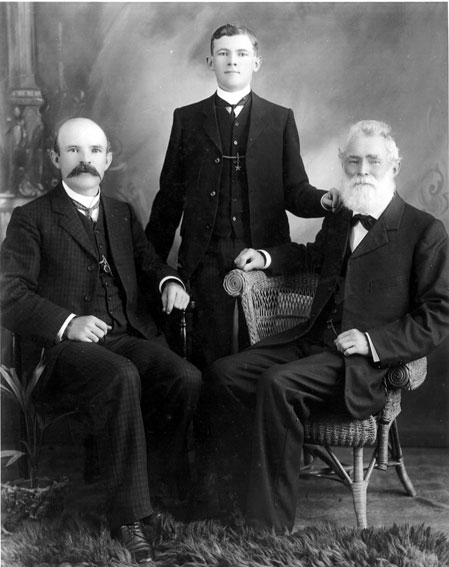 Image of John M<sup>c</sup>LEAN b. 1832 with his sons Samuel & Allan.