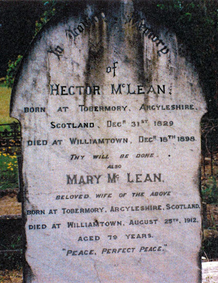 Image of Gravestone of Mary and Hector McLEAN