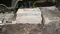 Image of Detail of a COLQUHOUN gravestone buried in flood mitigation wall at Albany Creek.