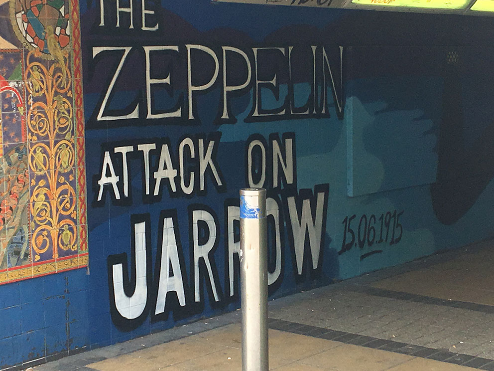Image of closer view of #1 of 4 Zeppelin memorial graffiti panels.