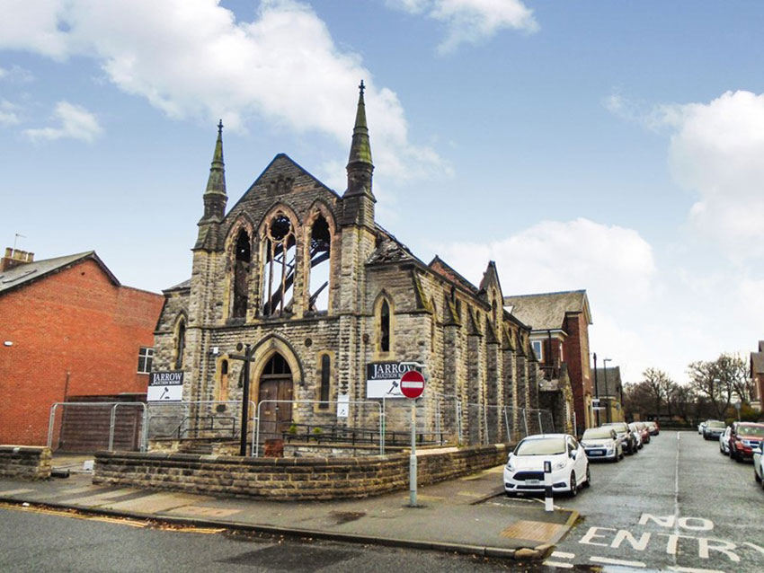 Image of Park Methodist Church after fire.