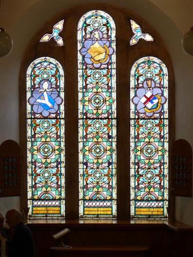 Close Up Of The Stained Glass Windows