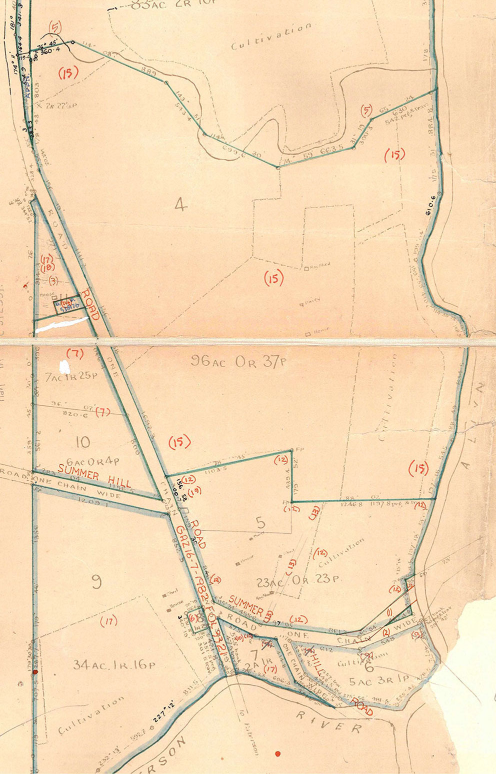 Image of Southern section of Deposited Plan of Tackbear Subdivision, DP37244.