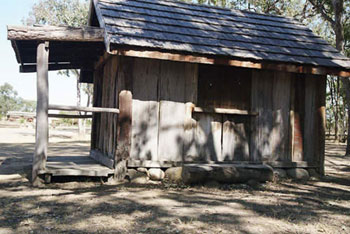 Slab hut at Nanango, 175km South of Walla